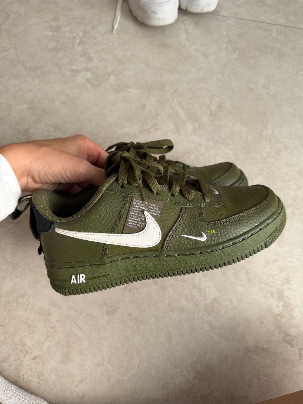 Nike Olive Green Low-Top Sneakers with White Swoosh